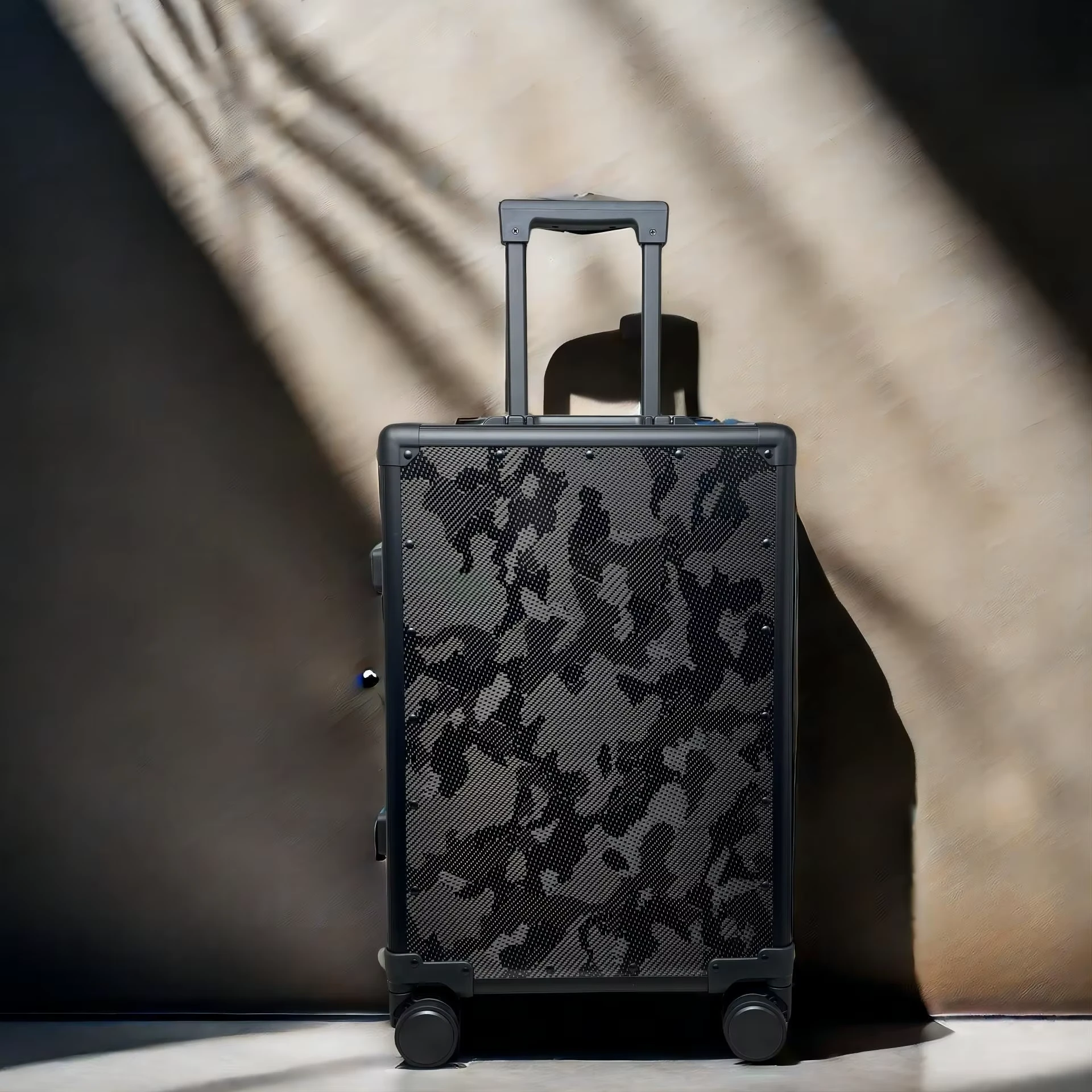 Black Camouflage Carbon Fiber Style 20 Inch Premium Carry-On