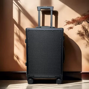 Black Woven Textured Aluminum Frame 20 Inch Business Suitcase