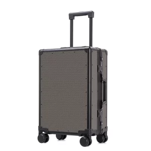 Brown Carbon Fiber Weave 20 Inch Aluminum-Magnesium Carry-On Luggage