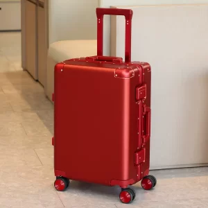 Metallic Red Aluminum Frame 20 Inch Premium Hardside Luggage
