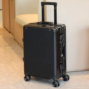Matte Black All-Aluminum 20 Inch Hard Shell Carry-On Suitcase