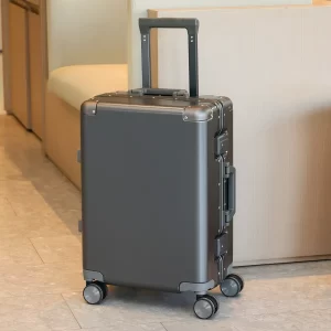 Gunmetal Grey Aluminum Frame 20 Inch Business Hardside Suitcase