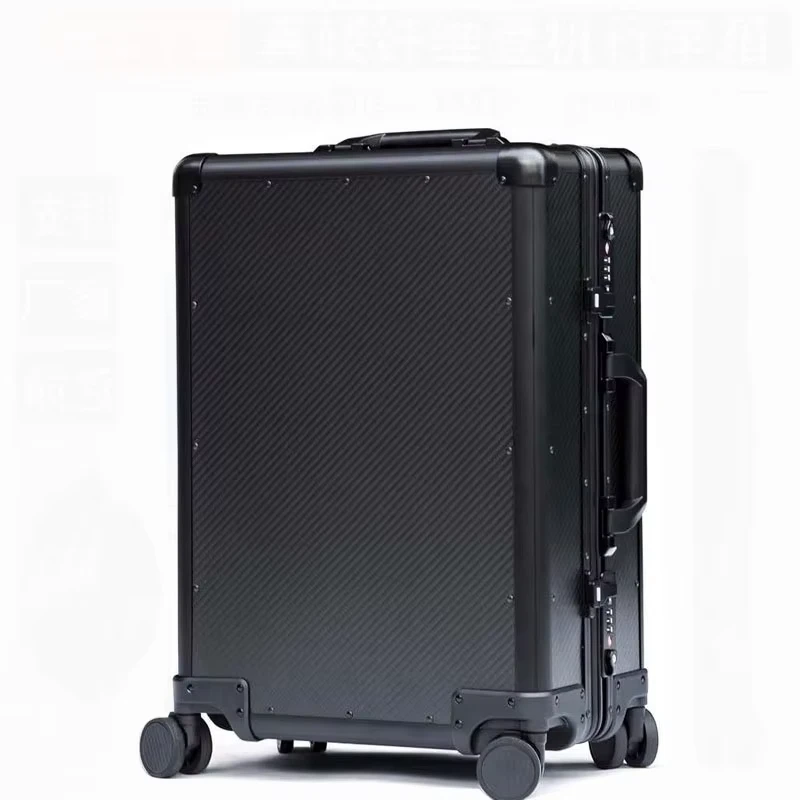 All-Black Carbon Fiber Weave 24 Inch Aluminum Frame Premium Luggage