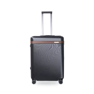 Dark Grey Carbon Fiber Textured with Brown Trim 24 Inch Business Luggage