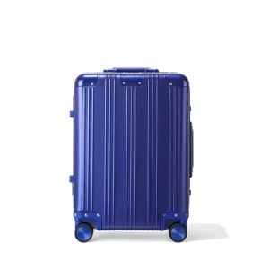 Deep Blue Carbon Fiber Pattern Aluminum Frame 24 Inch Suitcase