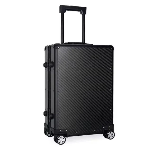 Matte Black Carbon Fiber Weave Aluminum Frame 24 Inch Carry-On Luggage