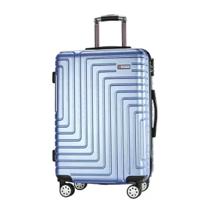 Light Blue Geometric Groove 24 Inch Hardside Suitcase