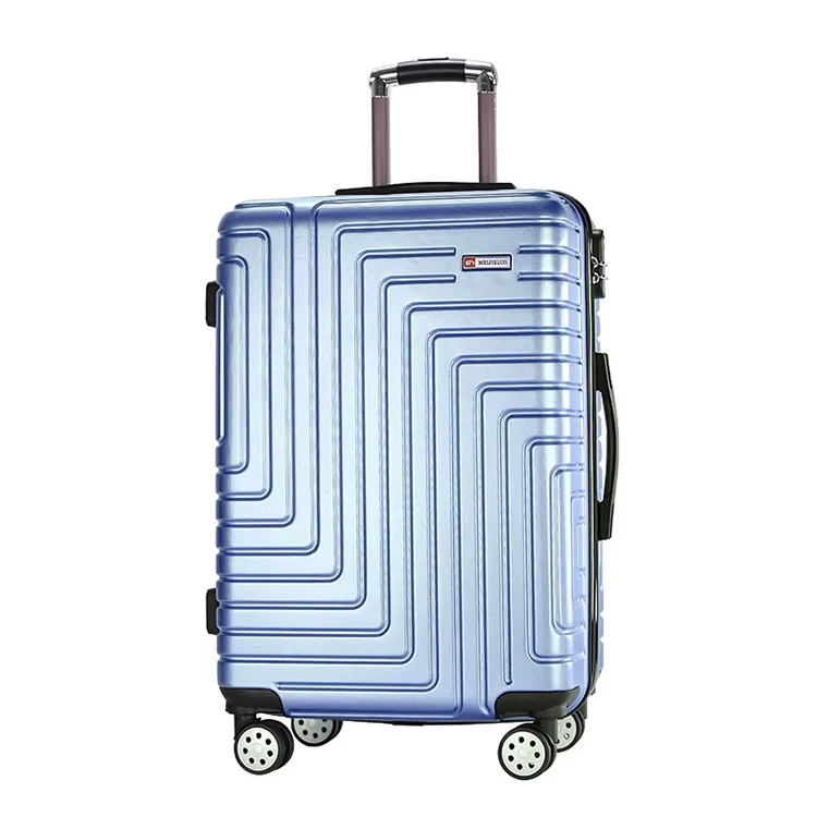 Light Blue Geometric Groove 24 Inch Hardside Suitcase