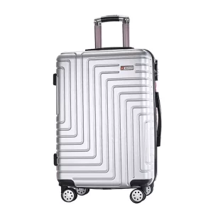 Silver Geometric Groove 24 Inch Hardside Suitcase