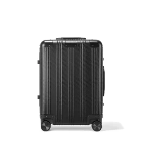 Matte Black Carbon Fiber Groove 24 Inch Premium Luggage
