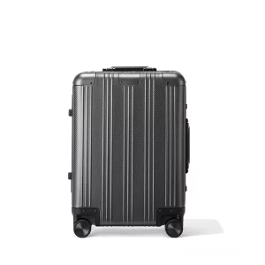 Gunmetal Grey Carbon Fiber Groove 24 Inch Aluminum Frame Suitcase