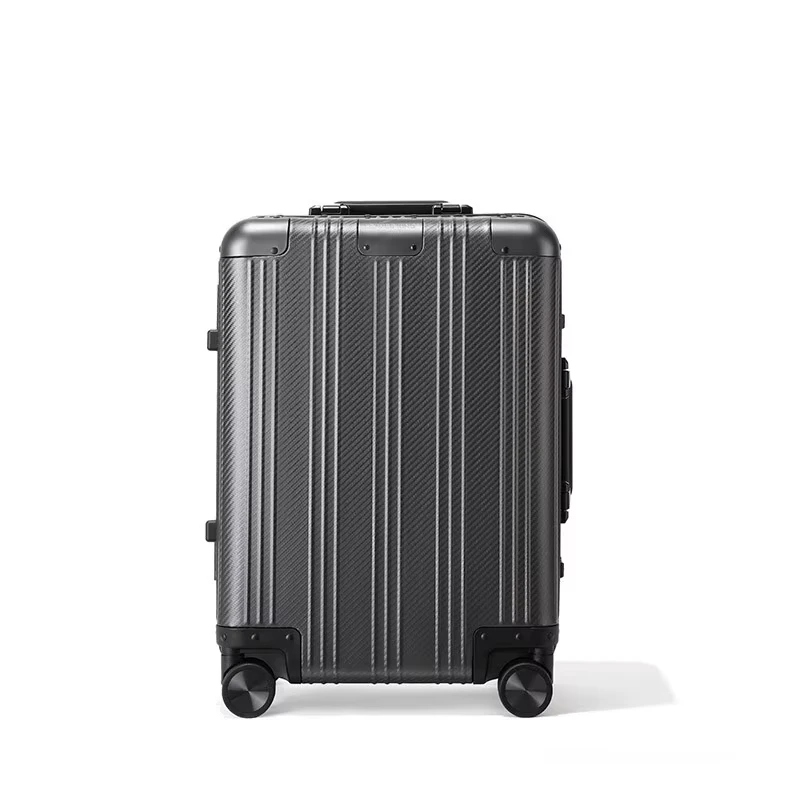Gunmetal Grey Carbon Fiber Groove 24 Inch Aluminum Frame Suitcase