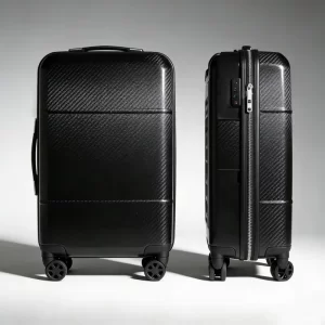 Sleek Black Carbon Fiber Textured 24 Inch Hard Shell Luggage