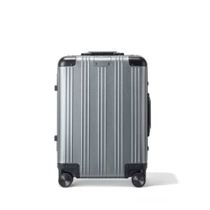 Silver Grey Carbon Fiber Groove 24 Inch Premium Suitcase